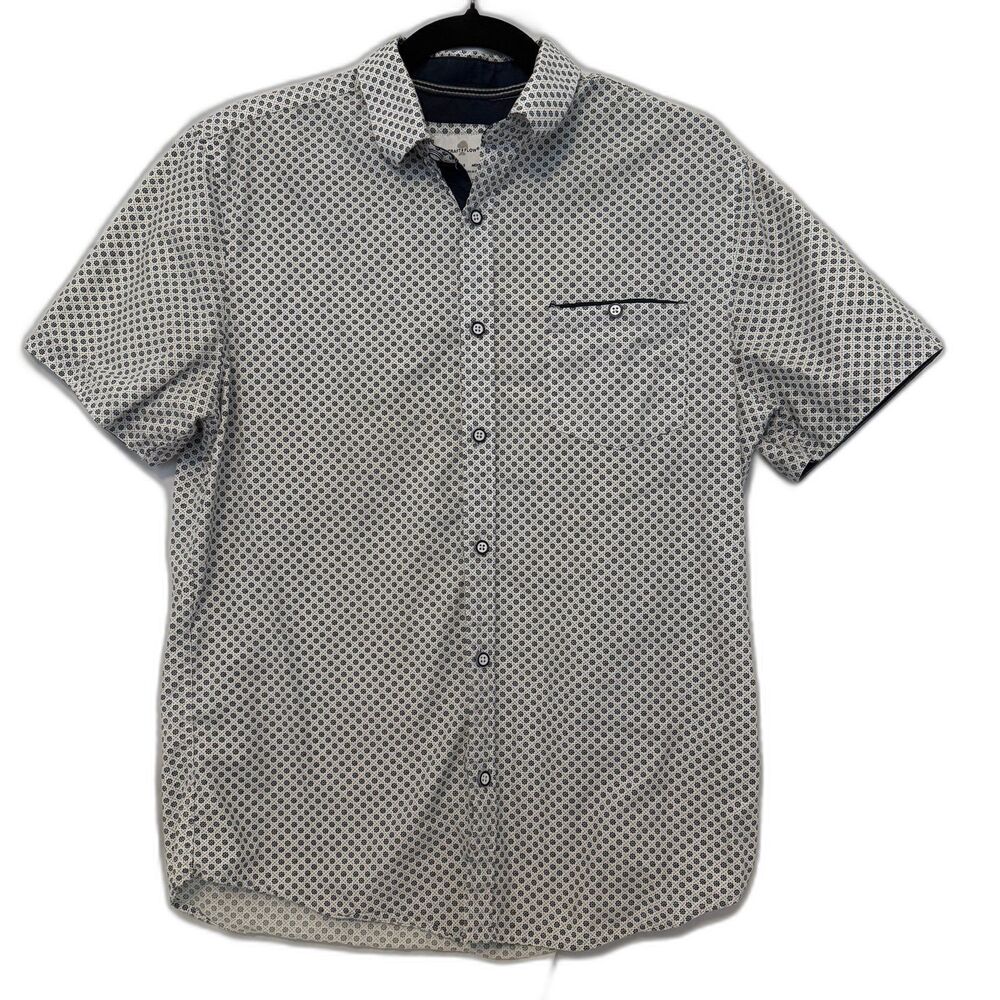 Craft & Flow Men's Floral Print Button‎ Down Short Sleeve Shirt Size Small